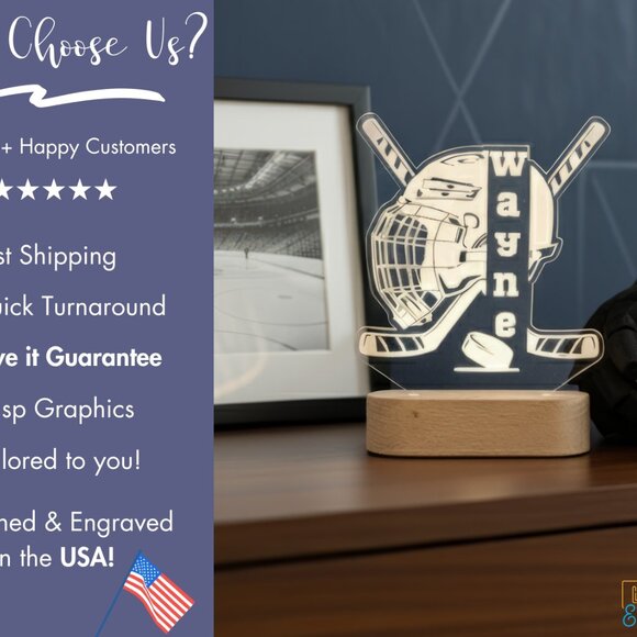 Custom Hockey LED Night Light – Fun Decor for Hockey Lovers - Picture 4 of 8